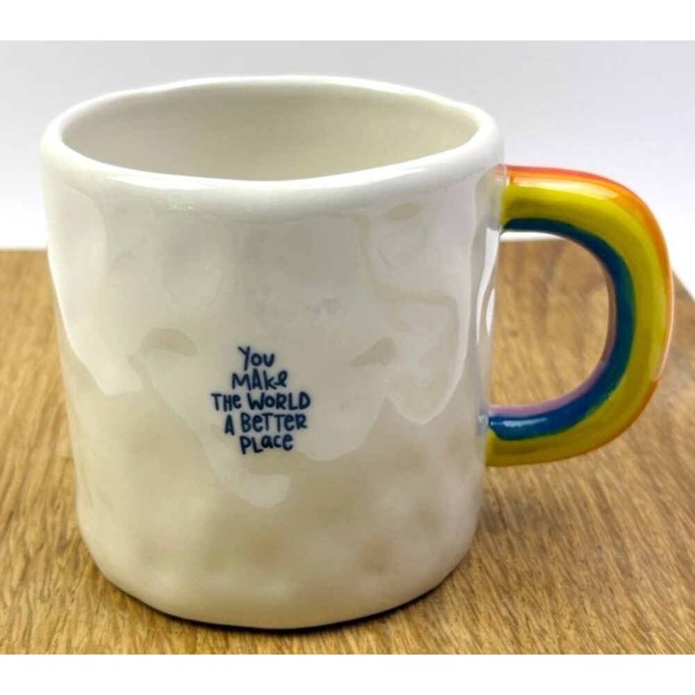 Natural Life Rainbow Handle Mug You Make World Better Place Artisan Style